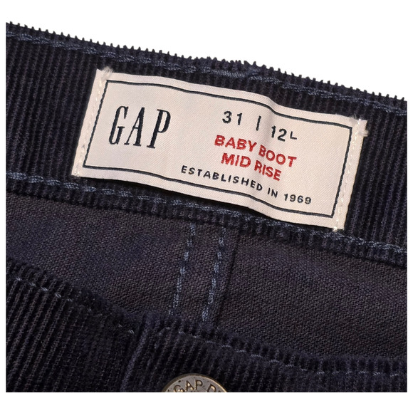 Gap Baby Boot Mid Rise Corduroy Pants Womens 12L Navy High Stretch Academia NWT - Picture 3 of 14